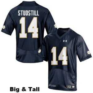 Notre Dame Fighting Irish Men's Devin Studstill #14 Navy Blue Under Armour Authentic Stitched Big & Tall College NCAA Football Jersey LMX7399YQ